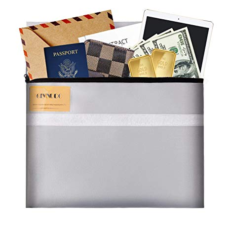 Fireproof Document Bag 15.5"X12.5", fire Proof Safe Bag No Itchy Silicone Coated fire Resistant Money File Storage bag