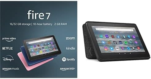 All-new Fire 7 tablet (16 GB, Black, Ad-Supported)   Amazon Standing Cover (Black)