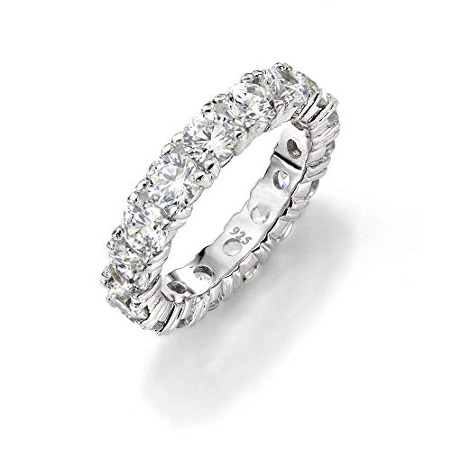 NYC Sterling 4mm Sterling Silver 925 Cubic Zirconia Cz Eternity Engagement Wedding Band Ring