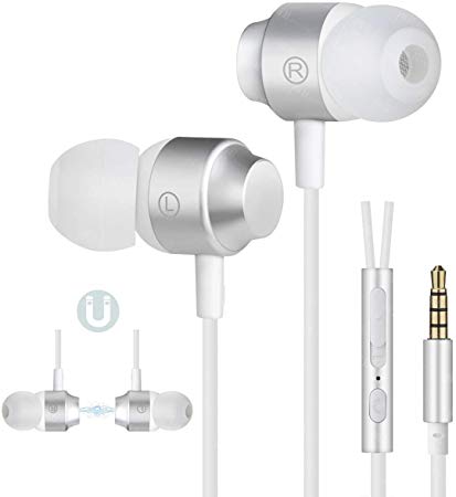 Earbuds Ear Buds Stereo Earphones in-Ear Headphones Earbuds with Microphone Mic and Volume Control Noise Isolating 3.5MM Wired Ear Buds Compatible Android Phone Tablet Laptop