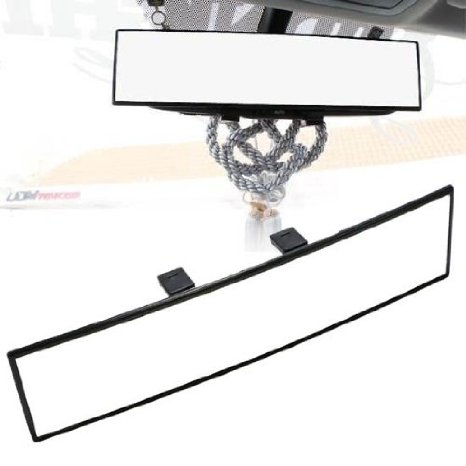 iJDMTOY Universal Fit JDM 300mm 12" Wide Curve Clip On Rear View Mirror For Car SUV Van Truck, etc
