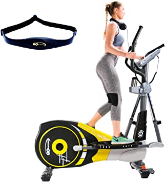 GOELLIPTICAL V-600X Extra Length Motorized Stride 18" Programmable Elliptical Cross Trainer - Cardio Fitness Strength Conditioning Workout with Wireless HRC Receiver for Home Exercise