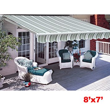 CO-Z Manual Patio Shade Retractable Deck Awning Sun Shade Shelter Canopy (8' x 7')