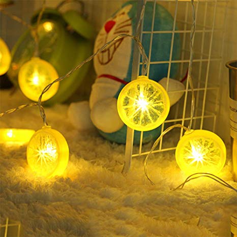Novelty Lemon Fairy String Lights with 20 LED, Battery Operated Warm White Twinkle christmas String Lighting for Wedding ,Party,Festival,Home Decoration 13ft/4m (Provide two extra lemon slices)