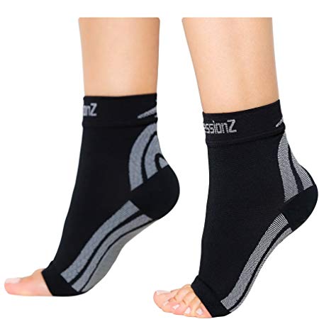 CompressionZ Plantar Fasciitis Socks - Compression Foot Sleeves - Ankle Brace w/Arch Support - Pain Relief for Heel Spurs, Edema, Achilles Tendonitis - Improve Circulation