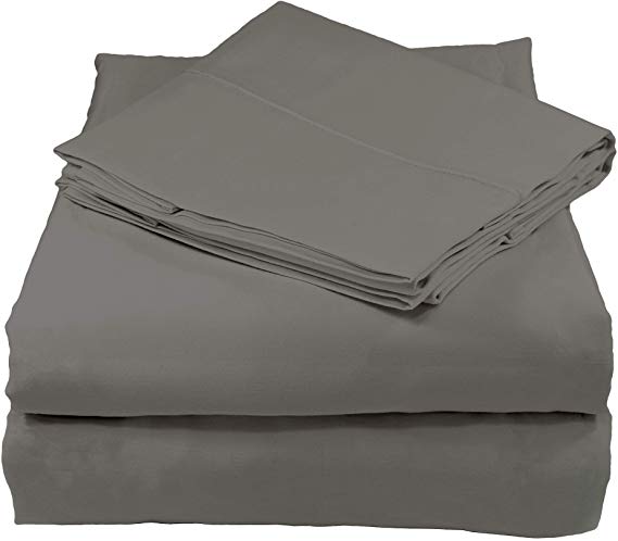 Whisper Organics Organic Cotton Bed Sheets Set GOTS Certified, 400 Thread Count, Sateen, (King, Dark Grey)