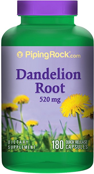 Piping Rock Dandelion Root 520 mg 180 Quick Release Capsules Dietary Supplement