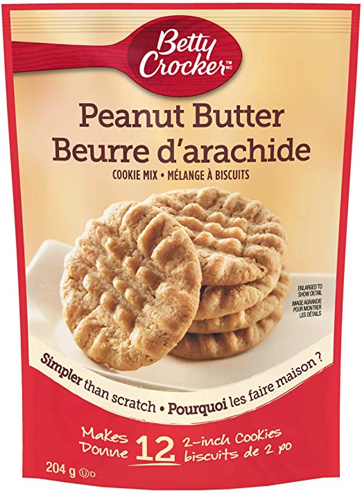 BETTY CROCKER Cookie Mix Peanut Butter - Snack Size, 204g