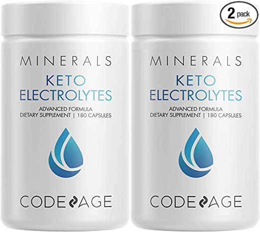 Codeage Keto Electrolytes Supplement – Vegan Electrolyte Tablets w Magnesium, Potassium, Calcium & Salt - Electrolyte Powder Salt Pills & Drink Hydration Supplements – Non-GMO, Keto Diet - 2 Pack