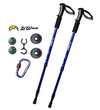 Trekking Poles – Walking Sticks (2 PCS) – Skiing Collapsible & Ultralight – Anti-Shock Technology & Durable Material – for Trail Hiking, Mountaineering, Cross Country Ski, Snowshoeing by LeWave