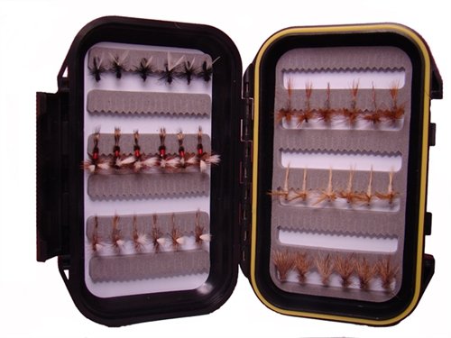 Dry Fly Assortment by Wild Water, 36 Flies with Small Fly Box