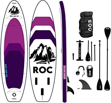 Roc Inflatable Stand Up Paddle Board with Premium sup Accessories & Backpack, Non-Slip Deck, Waterproof Bag, Leash, Paddle and Hand Pump.