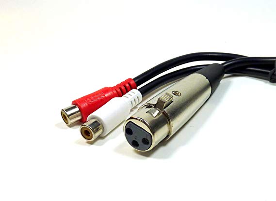 Philmore 12" Fully Shielded Y Splitter Cable, One 3-Pin Female XLR Connector to Two RCA Female Connectors; 44-165