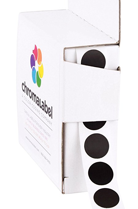 1/2" Black, Color-Code Dot Labels | Permanent Adhesive 0.5 in. — 1,000 Stickers/ Dispenser Box