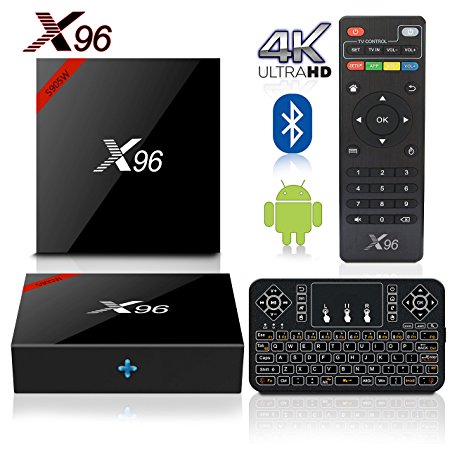 Android 7.1 TV Box, BPSMedia X96W TV Box with 2GB RAM 16GB ROM Amlogic Quad Core A53 Processor 64 Bits Real 4K Playing, with Mini Keyboard [2018 Model Pure Version]