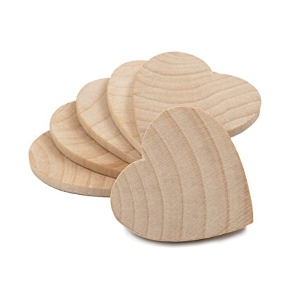1-1/2" Wood Hearts, Natural Unfinished Wood Heart Cutout Shape, (1.5 Inch), Wooden Heart (1-1/2 Inch Tall x 1/8 Inch Thick) - Bag of 100
