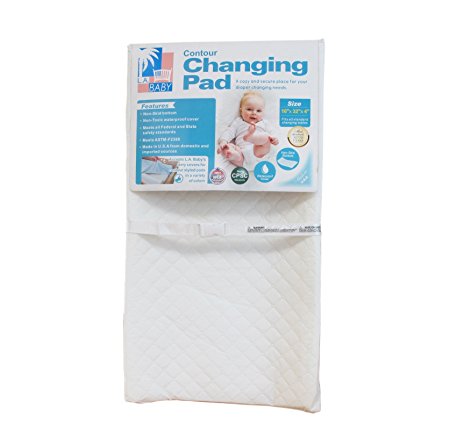 [Combo Pack]LA Baby Waterproof Contour Changing Pad 32" & Mint Terry Cover - Made in USA. Easy to Clean, Non-Skid Bottom, Safety Strap, Fits All Standard Changing Tables for Best Diaper Change