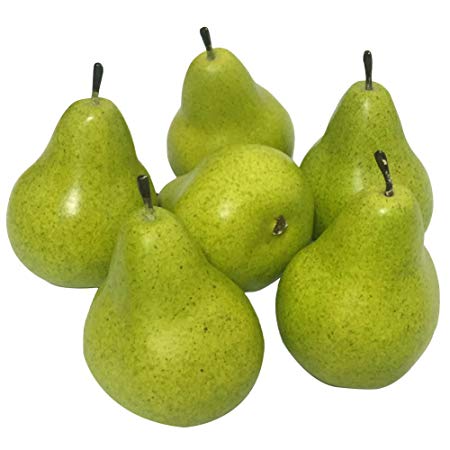 Jing-Rise 6pcs Fake Pear Artificial Fruits Vivid Green Pear For Home Fruit Shop Supermarket Desk Office Restaurant Decorations Or Props (Green)