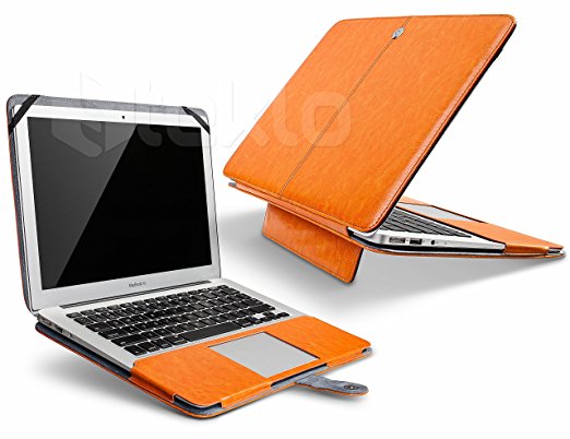 Steklo - MacBook Air 13 Case PU Leather Hard (Models: A1466 and A1369) Cover 13.3" - ORANGE