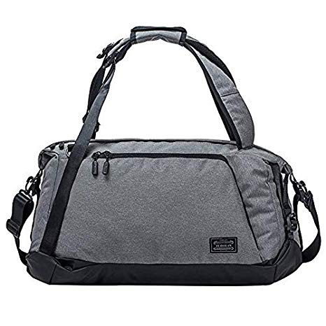 Eocean Foldable Sports Gym Bag with Shoes Compartment, Travel Waterproof Gym Sports Bag for Men and Women (Grey)