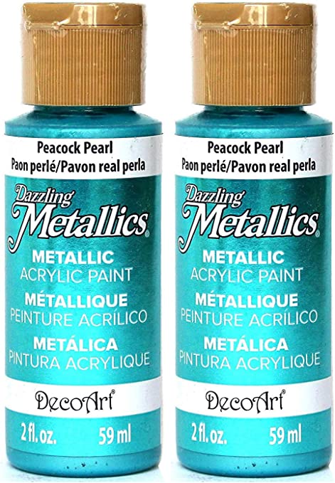 2-Pack - DecoArt Dazzling Metallics Acrylic Colors - Peacock Pearl, 2-Ounces Each
