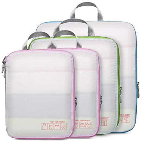 Compression Packing Cubes for Travel, Cambond 4 Set Luggage Organizers Compression Cubes