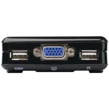 IOGEAR 2-Port Compact USB VGA KVM with Built-in Cables GCS42UW6 Black
