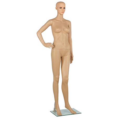 Yaheetech Plastic Female Mannequin Adjustable Realistic Display Full Body Dress Form 68.9" Height w/Base