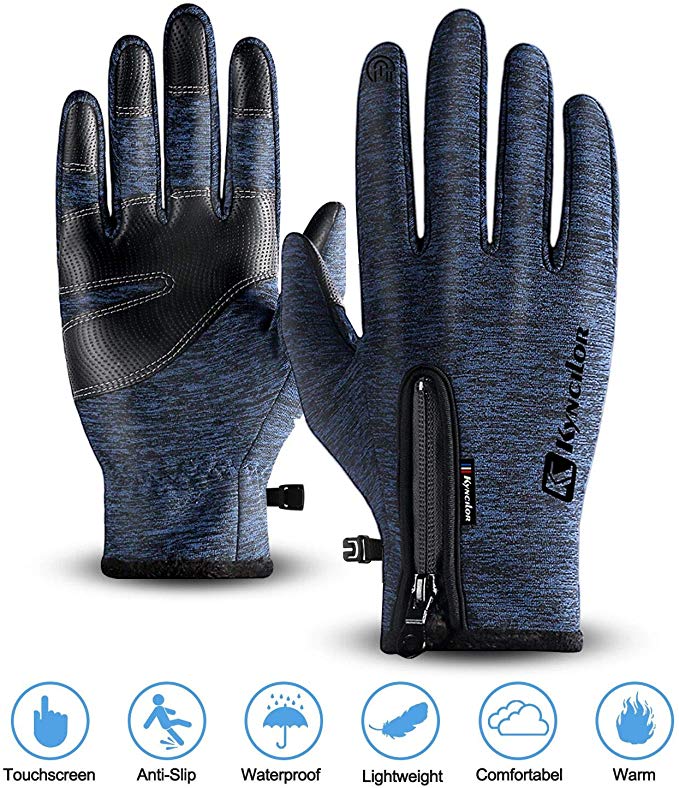 Cycling Gloves,Kekilo Winter PU Leather Waterproof Touchscreen Full Finger Gloves Men&Women Keep Warm,Windproof and Rainproof for Outdoor Activity,Skiing,Running,Cycling,Hiking etc.