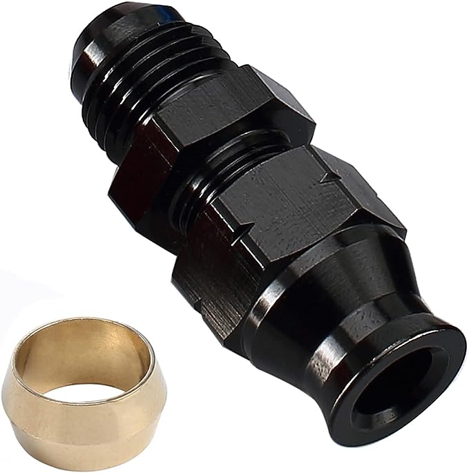 AC PERFORMANCE Aluminum Alloy -6 AN Male to 5/16" Hardline Tube Fuel Fitting Compression Adapter Black
