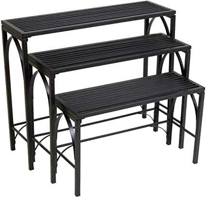 Panacea Products Gothic 3-Tier Nesting Plant Stand, Black