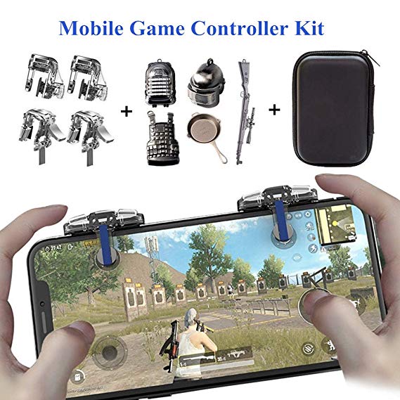 PUBG Mobile Game Controller [4 Triggers 5 Keychains] - Aovon Sensitive Shoot Aim Joysticks Physical Buttons PUBG/Fortnite/ Knives Out/Rules Survival, Gift Kids Players