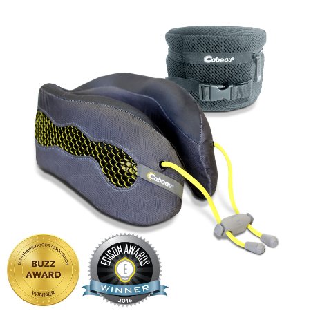 Cabeau Evolution Cool - The Best Air Circulating Head and Neck Memory Foam Cooling Travel Pillow - Titanium