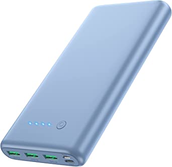 Portable Charger 36800mAh, Power Bank with Tri-Outport & Dual Inport (2.1A USB-C Input and Micro USB Input) External Battery Pack Compatible with iPhone 14/13/12/11,Galaxy S20 Tablet etc - Blue