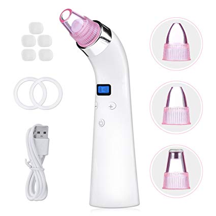 Blackhead Remover, Laffino Blackhead Vacuum Suction Microdermabrasion Machiner Pore Cleanser, LED Display for Facial Skin Treatment with 4 Replaceable Suction Heads