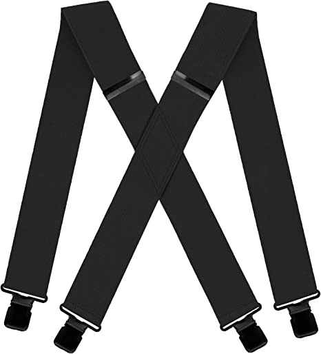 AYOSUSH Heavy Duty Suspenders for Big and Tall X Shape 4 Strong Clips Suspender