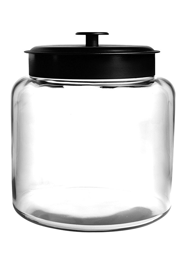 Anchor Hocking Montana Glass Jar with Fresh Sealed Lid, Black Metal, 1.5 Gallon
