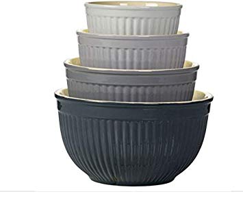 Denmark 4-Piece Ceramic Mixing Bowl Set in Grey
