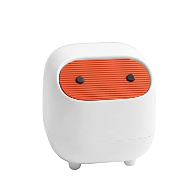 AnyCar Cute Mini Ninja Desktop Trash Can Double Press Trash Can with Lid Suitable for Multi-Scene Trash can (White)