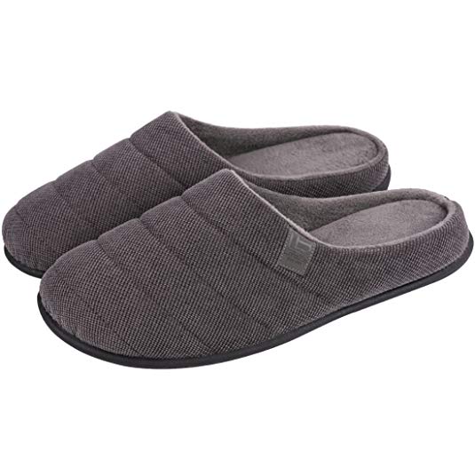 LongBay Men's Memory Foam Slippers Anti-Slip Indoor Closed Toe Light Weight Shoes