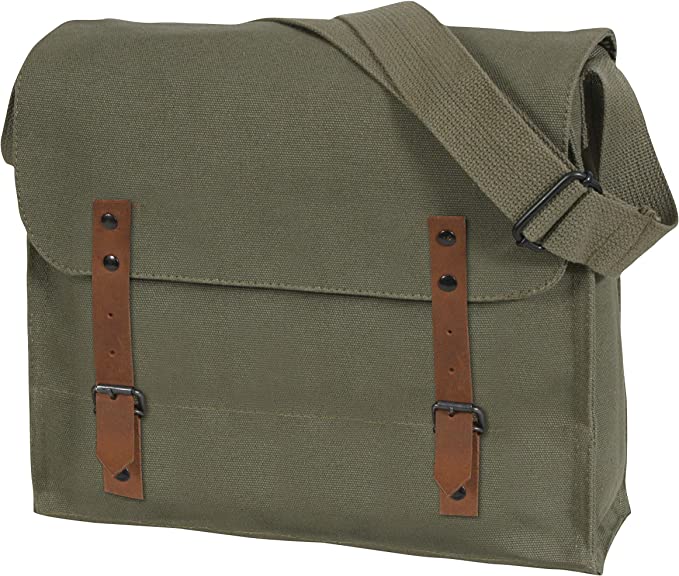 Rothco Canvas Medic Bag Crossbody Shoulder Bag with Leather Closing Straps