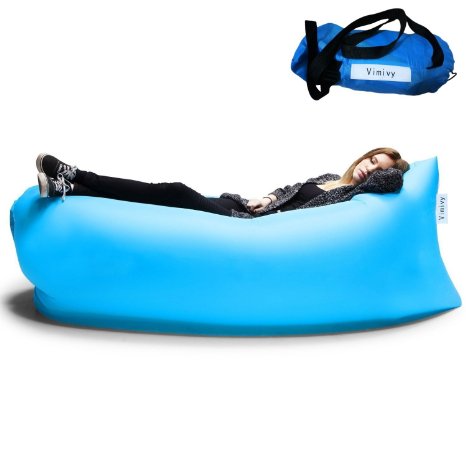 Outdoor Convenient Inflatable Lounger Hangout Nylon Fabric Sleeping Compression Air Bag (Blue)