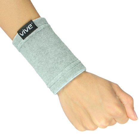 Bamboo Wrist Support by Vive (Pair) - Antimicrobial Wristband / Sweatband - Best Compression Wrist Wrap for Arthritis, Tendonitis, Carpal Tunnel Syndrome, Tennis - Vive Guarantee (Large / X-Large)