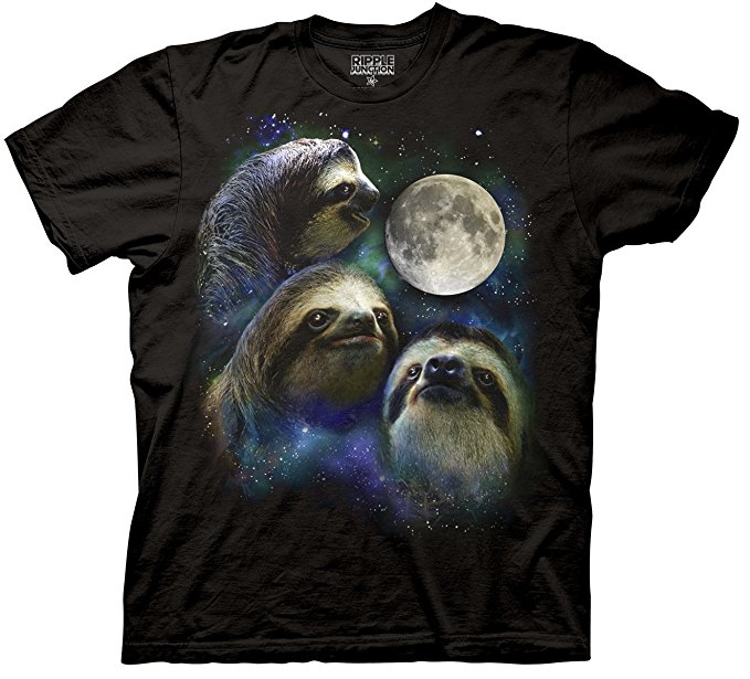 Three Wolf Moon Shirt Parody - Three Sloth Moon Shirt - 100% Cotton T-Shirt Tee