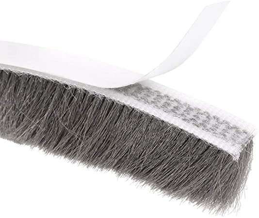 uxcell Brush Weather Stripping, Adhesive Felt Door Seal Strip Weatherstrip Door Sweep Brush for Door Window 394Inch L X 0.6 Inch W (10000mm X 15mm ) Gray