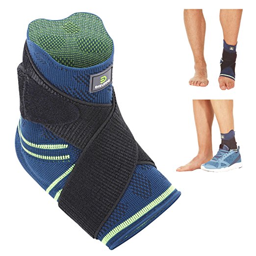 Ankle Brace by DISUPPO, 3D Knitting Adjustable Ankle Support Sleeve with Silicone Massage Pad for Basketball, Soccer, Running, Sports Protection, Ankle Sprain Aching, Fatigued or Swollen Ankle Single