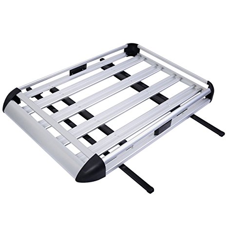 Goplus 50"x38" Aluminum Car Roof Cargo Carrier Luggage Basket Rack Top w/Crossbars