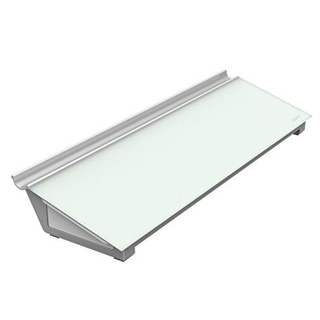 Quartet Glass Dry Erase Board, Desktop Computer Pad with Pullout Storage Drawer, 18" x 6", White Surface, Frameless Whiteboard / White Board (GDP186)
