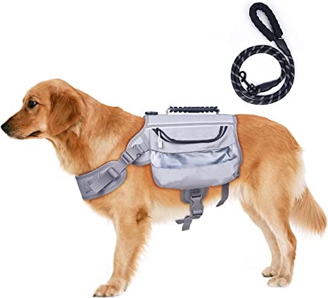 Dog Hiking Backpack,Outdoors Dog Saddle Bag with Dog Harness & Side Pockets for Medium & Large Dogs, Outward Hound Dog Travel Bag for Hunting Camping Hiking Travel
