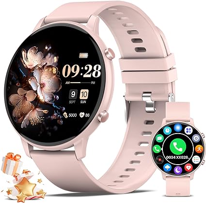 ZKCREATION Reloj Inteligente Mujer con Llamadas - 1.39 Pulgadas Smartwatch Mujer Pulsera Actividad con 100  Modos Deportivos,Monitor de Sueño,Pulsómetro,Podómetro,Whatsapp Notificaciones Android iOS